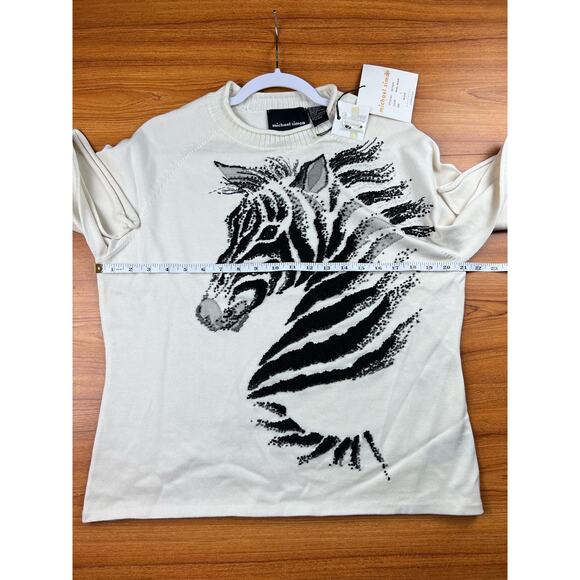 Michael Simon Vintage Zebra Beaded Spun Silk Blend Sweater - Size Large - OG - Picture 9 of 9